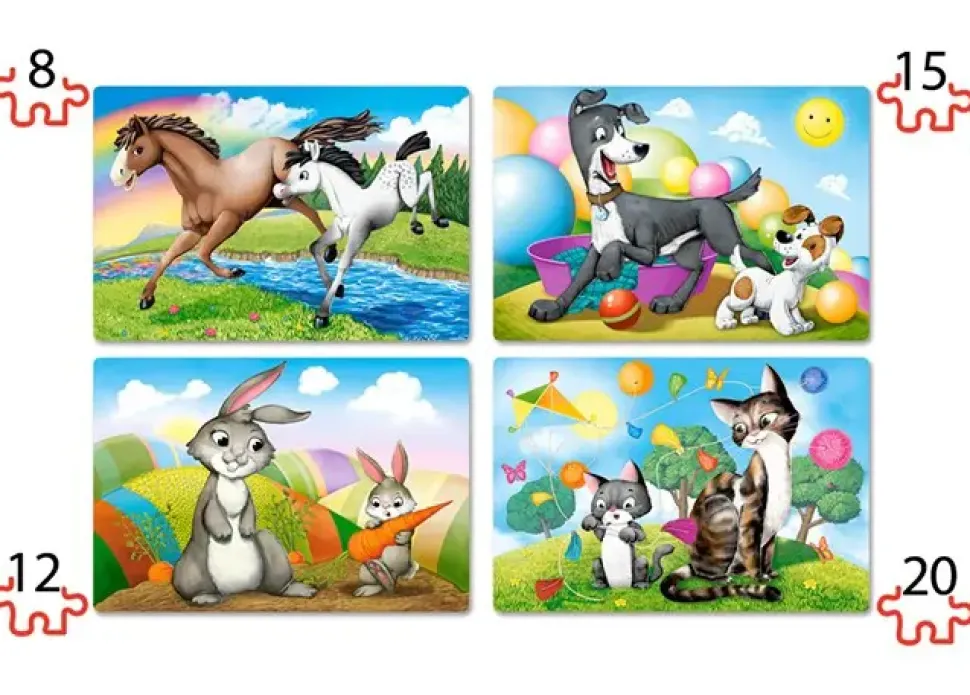 Puzzle 4 em 1 mães e bebês