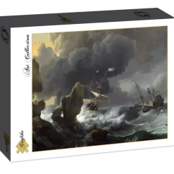 Puzzle Backhuysen: Navios em perigo na costa rochosa