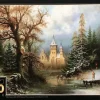 Puzzle Bredow: paisagem de inverno romântica com patinadores em um castelo