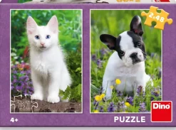 Puzzle Bulldog e gatinho 2x48