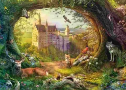 Puzzle Castelo de conto de fadas e magia da floresta