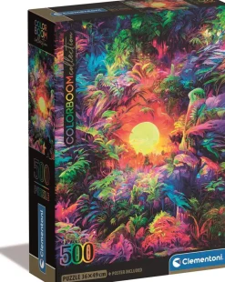 Puzzle ColorBoom: nascer do sol psicodélico na selva