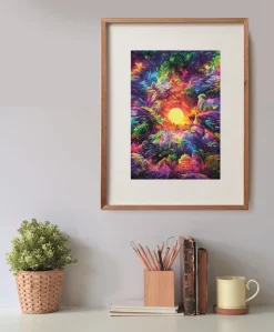 Puzzle ColorBoom: nascer do sol psicodélico na selva