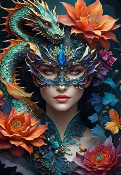 Puzzle Dama com um dragão