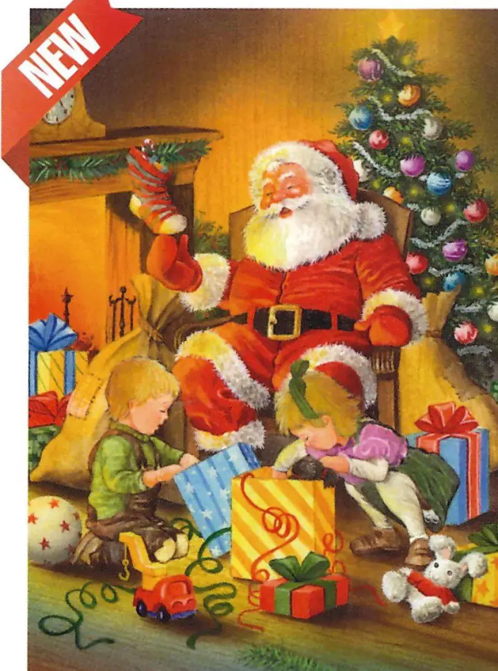 Puzzle Desembrulhando presentes com o Papai Noel
