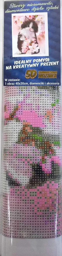 Puzzle Diamant painting: Gatinho preto e branco 30x40cm