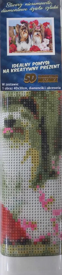 Puzzle Diamante Pintura Cães em rosas 30x40cm