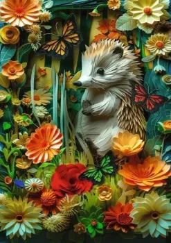 Puzzle Efeito 3D Paper Art Hedgehog