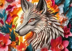 Puzzle Efeito 3D Paper Art Wolf