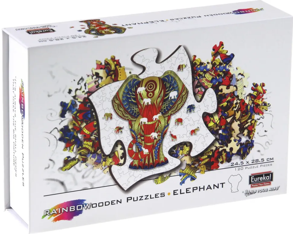 Puzzle Elefante de madeira colorida