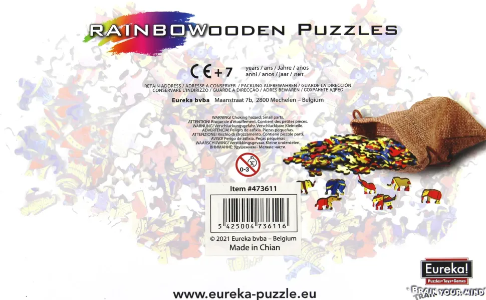 Puzzle Elefante de madeira colorida