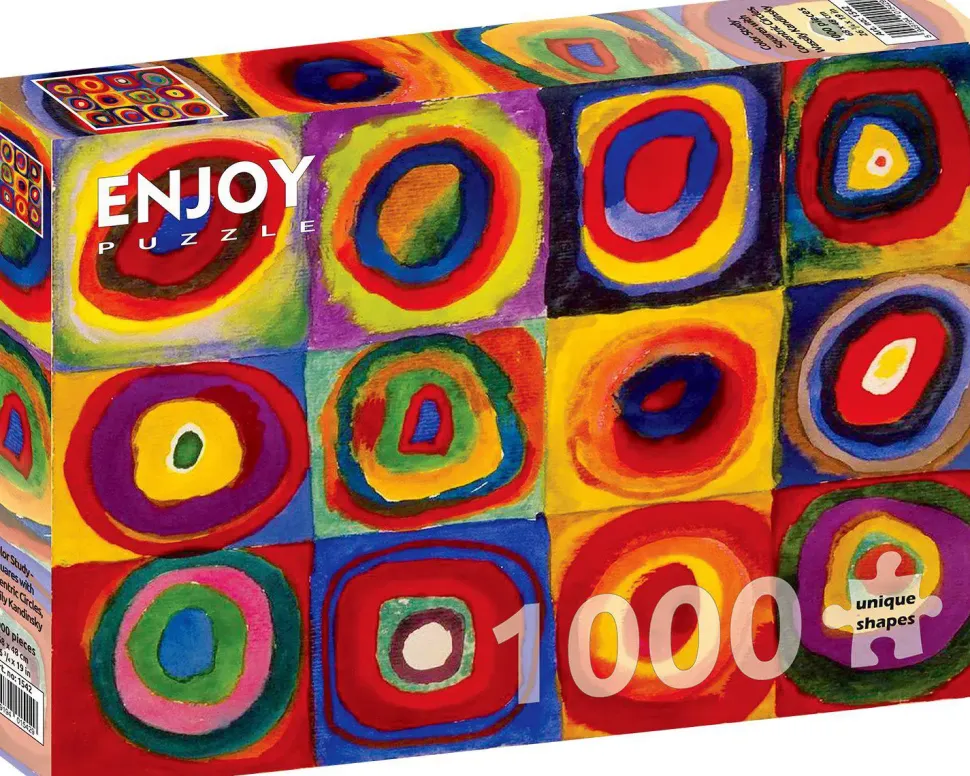 Puzzle Estudo de Cores - Quadrados com Círculos Concêntricos, Wassily Kandinsky