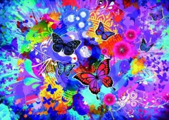 Puzzle Flores coloridas e borboletas