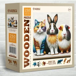 Puzzle Gato, coelho e porquinho da índia