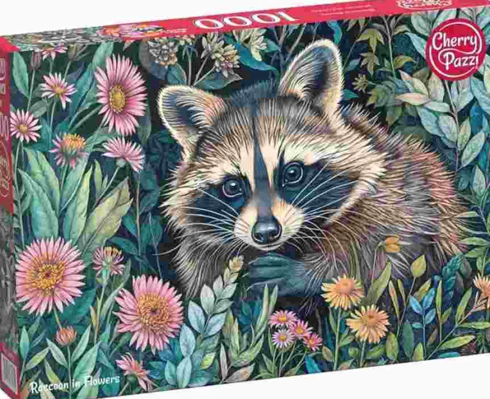 Puzzle Guaxinim em Flores