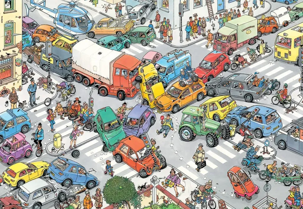 Puzzle Jan van Haasteren: caos no trânsito