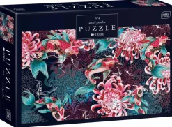 Puzzle Koi carpas e crisântemos