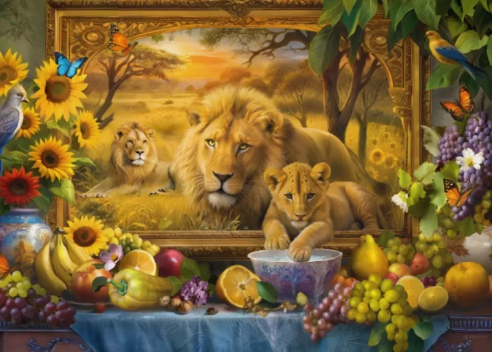 Puzzle Leões na pintura