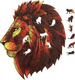 Puzzle Leão colorido de madeira