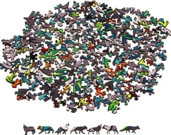 Puzzle Lobo colorido de madeira