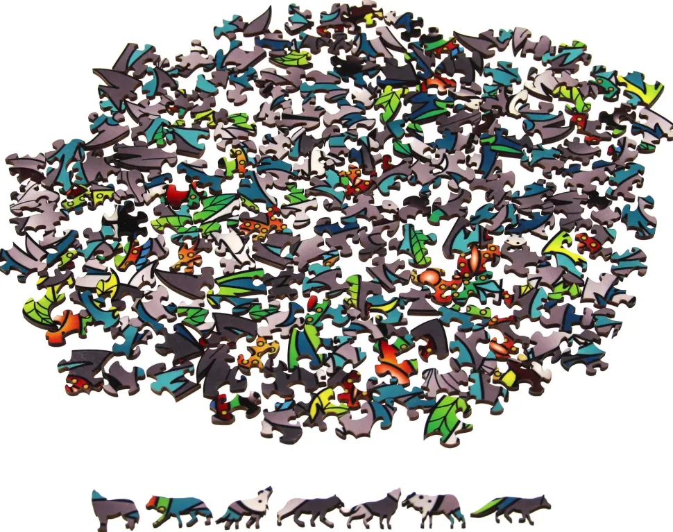 Puzzle Lobo colorido de madeira