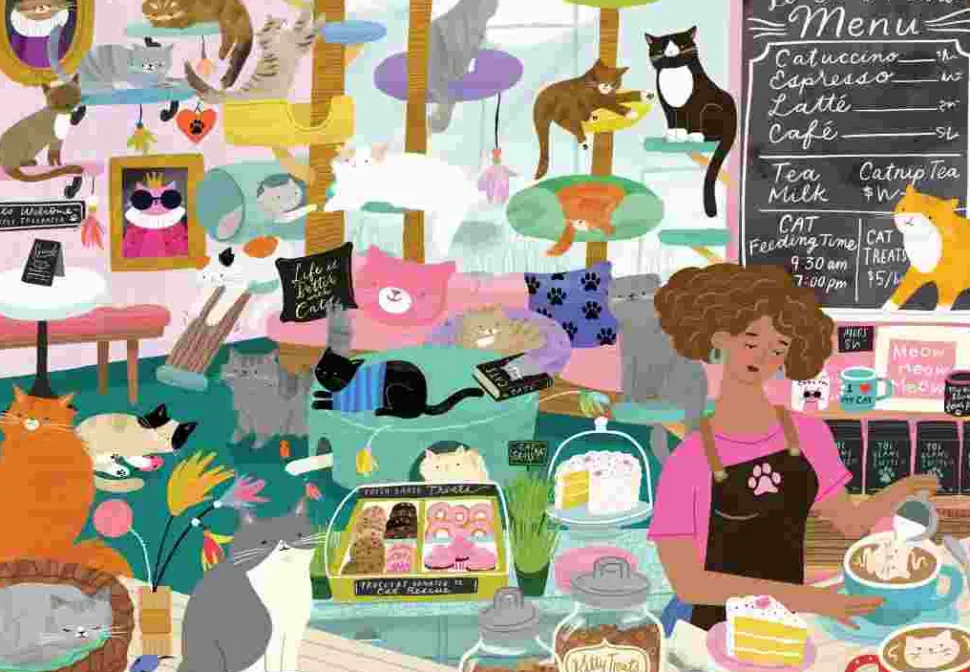 Puzzle Meu lugar feliz é no Cat Café