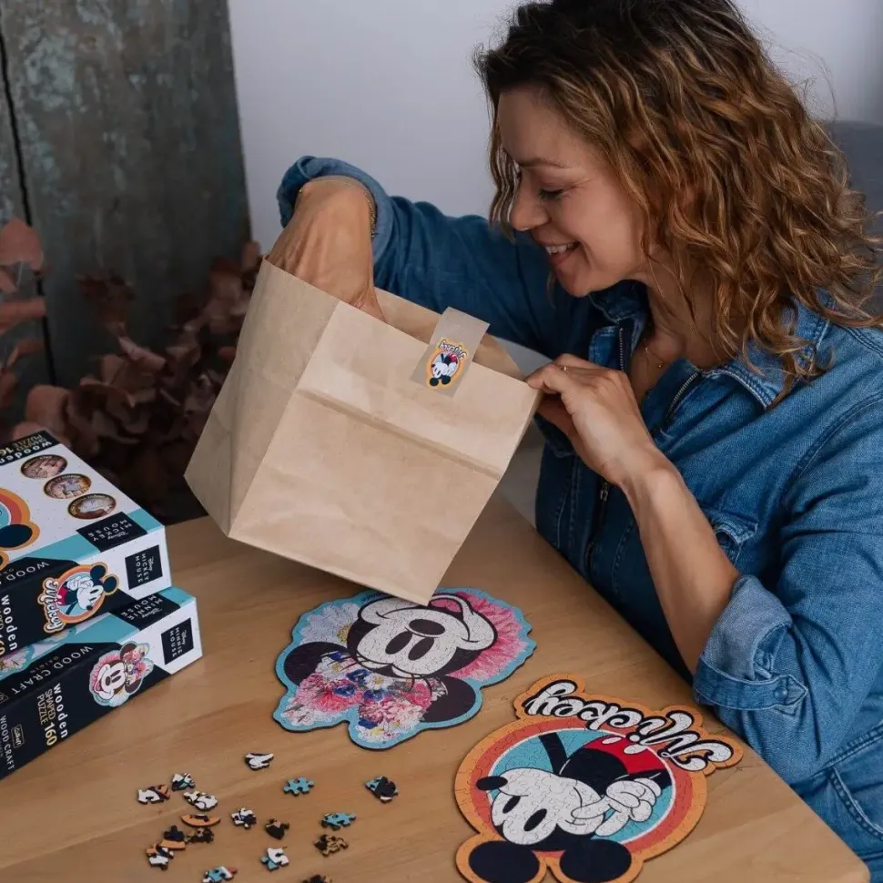 Puzzle Mickey Mouse retrô de madeira