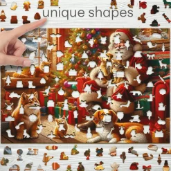 Puzzle Pai Natal e amigos em madeira