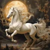 Puzzle Pintura Diamant: Cavalo branco com lua 30x40cm