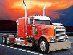 Puzzle Pintura Diamant: Caminhão vermelho com chamas 30x40 cm