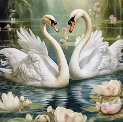 Puzzle Pintura Diamant: Cisnes na lagoa 30x40cm