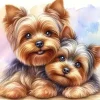 Puzzle Pintura Diamant: Dois Yorkshire Terriers 30x40cm