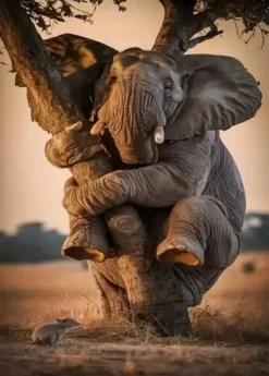 Puzzle Pintura Diamant: Elefante assustado 30x40cm