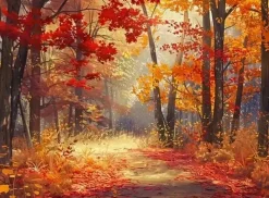 Puzzle Pintura Diamant: Floresta em cores de outono 30x40cm