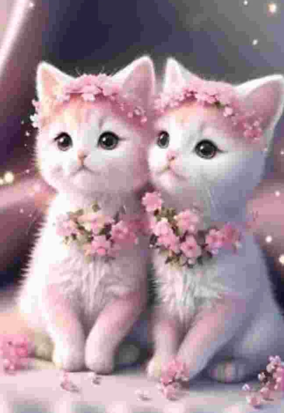 Puzzle Pintura Diamant: Gatinhos cor-de-rosa 30x40cm