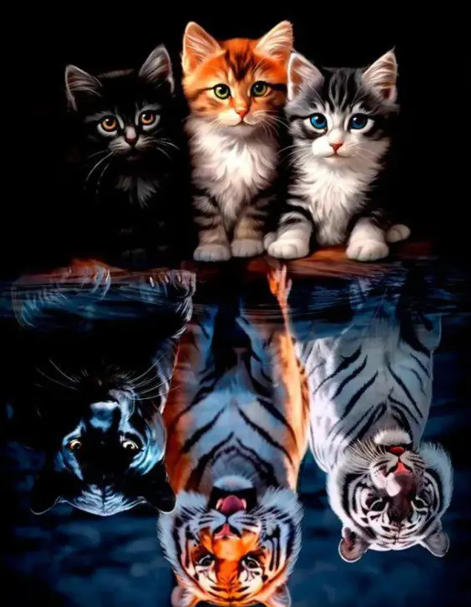 Puzzle Pintura Diamant: Gatos e feras 30x40cm