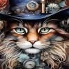 Puzzle Pintura Diamant: Gato Steampunk 30x40cm