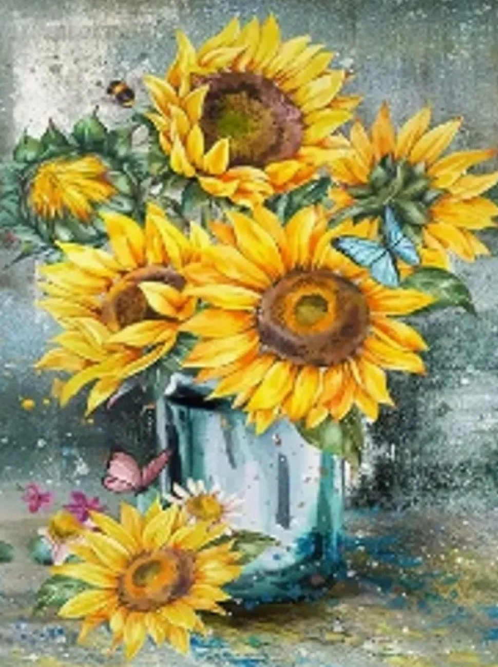 Puzzle Pintura Diamant: Girassóis num vaso 30x40cm