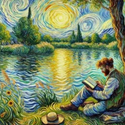 Puzzle Pintura Diamant: Homem junto ao lago 30x40cm