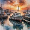 Puzzle Pintura Diamant: Navio no porto 30x40cm