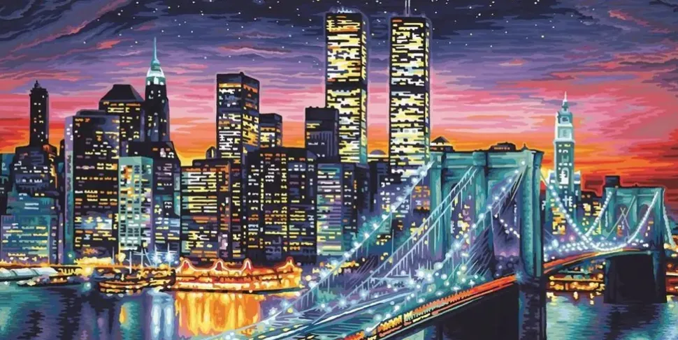 Puzzle Pintura Diamant: Nova Iorque à noite 30x40cm
