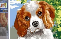 Puzzle Pintura diamant: Olhos de cão 30x40cm