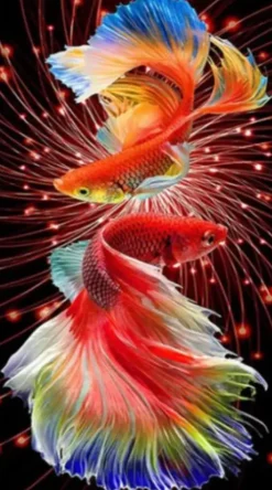 Puzzle Pintura Diamant: Peixe vermelho 30x40cm