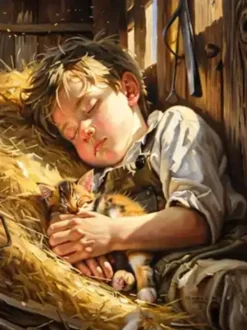 Puzzle Pintura Diamant: Rapaz adormecido 30x40cm