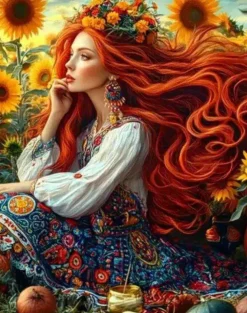 Puzzle Pintura Diamant: Rapariga no campo 30x40cm