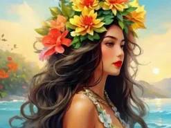 Puzzle Pintura Diamant: Rapariga à beira-mar 30x40cm