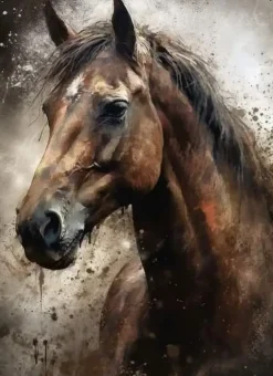 Puzzle Pintura Diamant: Retrato de Cavalo 30x40cm