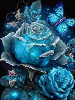 Puzzle Pintura Diamant: Rosa azul 30x40cm