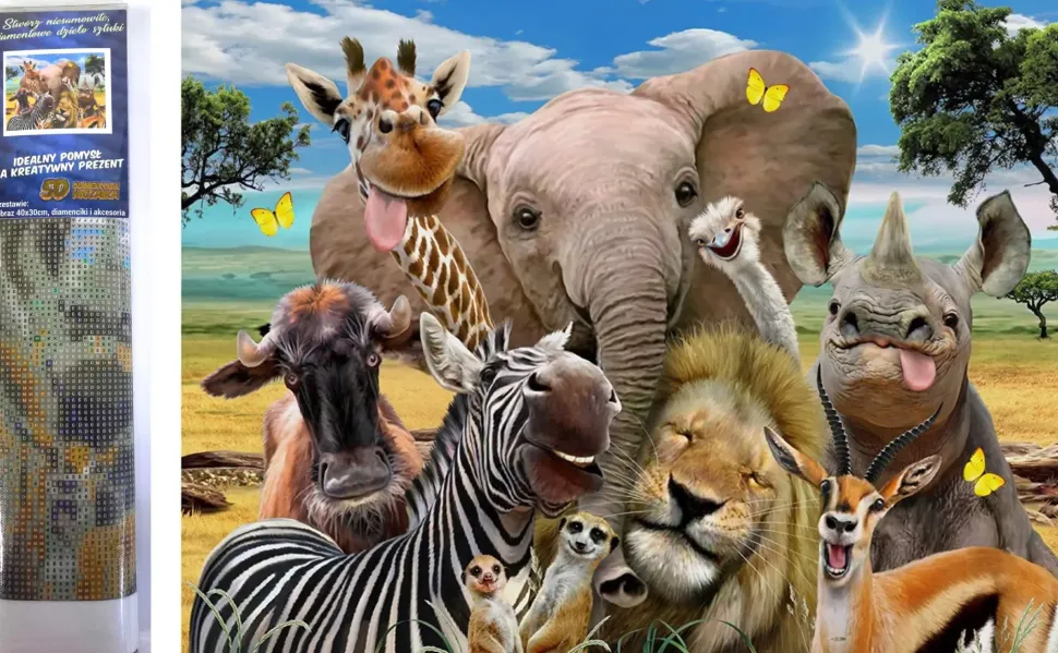 Puzzle Pintura diamant: Safari selfie 30x40cm
