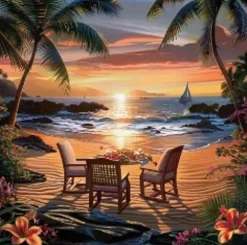 Puzzle Pintura Diamant: Sentado ao pôr do sol 30x40cm